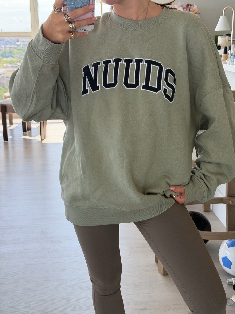 nuuds Olive Green Logo Crewneck Sweatshirt
